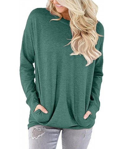 Womens Crewneck Sweatshirt Casual Loose Fitting Tops Long Sleeve T Shirt A_green $14.94 Hoodies & Sweatshirts