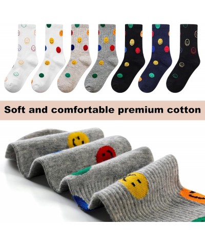 5 Pairs Crew Socks Cute Smiling Face Socks Ankle Novelty Comfy Cotton Aesthetic Socks Gifts for Women Girls Standard Black $1...