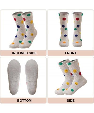 5 Pairs Crew Socks Cute Smiling Face Socks Ankle Novelty Comfy Cotton Aesthetic Socks Gifts for Women Girls Standard Black $1...