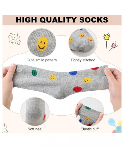 5 Pairs Crew Socks Cute Smiling Face Socks Ankle Novelty Comfy Cotton Aesthetic Socks Gifts for Women Girls Standard Black $1...