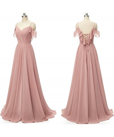 V Neck Bridesmaid Dresses Long Chiffon Ruffle Sleeves Formal Evening Wedding Party Dress for Women with Slit Light Purple $30...