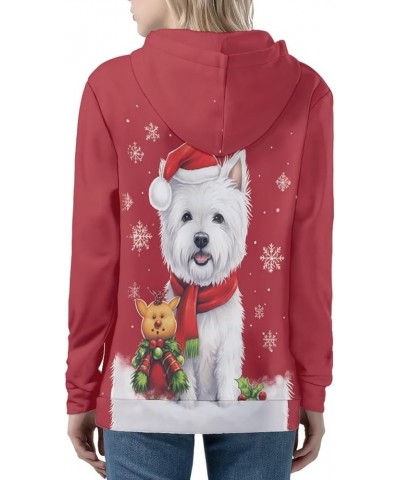 Zip Up Hoodie for Women Long Sleeve Shirts Plus Size Sweatshirts Christmas Westie $17.55 Hoodies & Sweatshirts