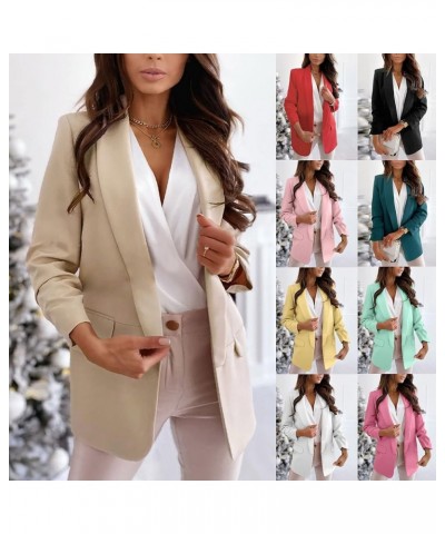 Women's Blazer Jackets Casual Roll Sleeve Top Work Office Jacket Notch Lapel Coat Open Front Cardigan with Pockets 02-yellow ...