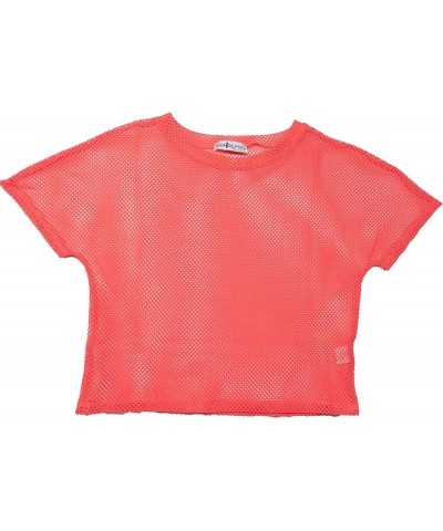 Sheer Mesh Fishnet Rave Festival Women's Crop Top Neon Pink $9.41 Bras