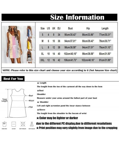 Casual Striped Dress for Women, Sleeveless Summer Dresses for Women 2023 Loose Bandage Pocket V-Neck Tank Dress D-yellow $9.8...