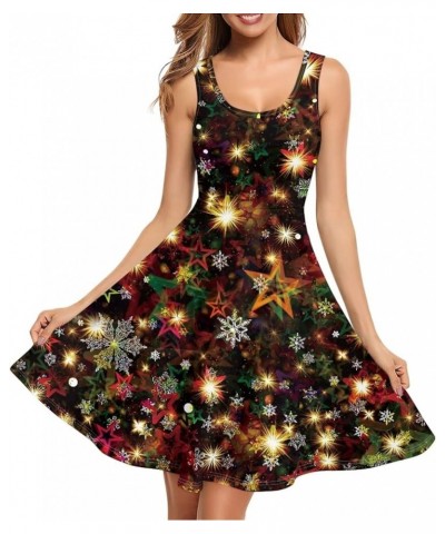 Casual Sleeveless Dresses for Women Girls, Round Neck Tank Dresses with Pockets Summer Sundress Size XS-4XL Glitter Stars Sno...