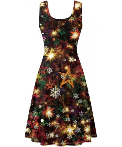 Casual Sleeveless Dresses for Women Girls, Round Neck Tank Dresses with Pockets Summer Sundress Size XS-4XL Glitter Stars Sno...