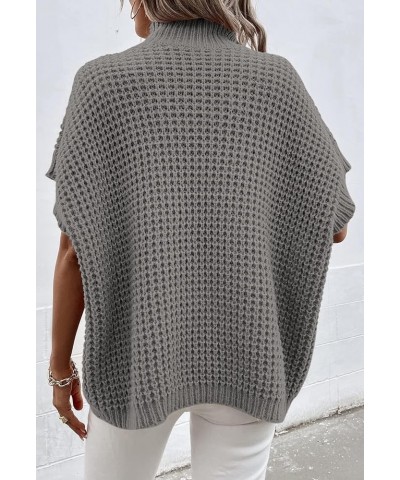 Women Oversized Batwing Sweater Vest Mock Neck Knit Pullover Sleeveless Sweater Tops Loose Fit Grey $13.34 Sweaters