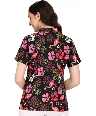 Womens Hawaiian Shirt Aloha Beach Blouse Camp Swim Party Casual Funny Black $10.79 Blouses