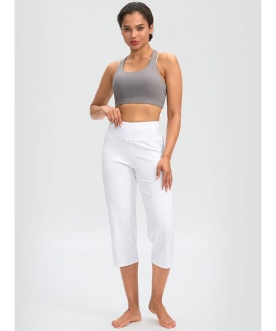 Capri Pants for Women High Waist Workout Yoga Pants with Pockets Tummy Control Leggings Crop Straight Pants White $15.30 Acti...