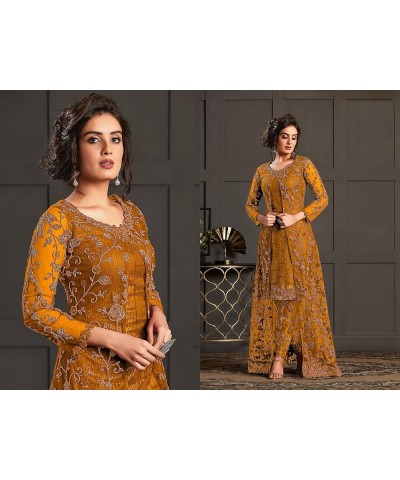 New Indian/Pakistani Eid Special Party/Ethnic wear Georgette Straight Ghagra Style Salwar for Womens LT0 Mustered Yellow $43....