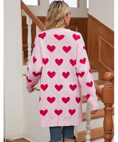 Women's Cardigan Sweaters Cute Heart Loose Open Front Long Sleeve Cardigans Coat Outwear Heart-pink $23.65 Sweaters