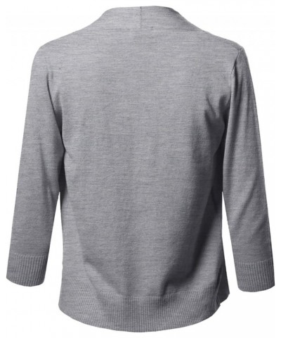 Women's Solid Open Front Soft Stretch 3/4 Sleeve Layer Short Cardigan Fewcat0007 Heather Grey2 $11.61 Sweaters