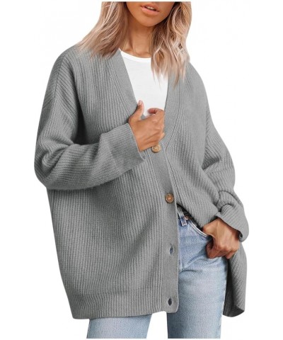 Cashmere Cocoon Cardigan for Women Open Front Oversized Button Lightweight Sweaters Fall Knit Chunky Cardigans Gray $14.99 Sw...