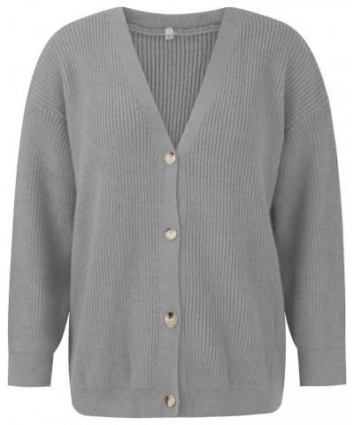 Cashmere Cocoon Cardigan for Women Open Front Oversized Button Lightweight Sweaters Fall Knit Chunky Cardigans Gray $14.99 Sw...