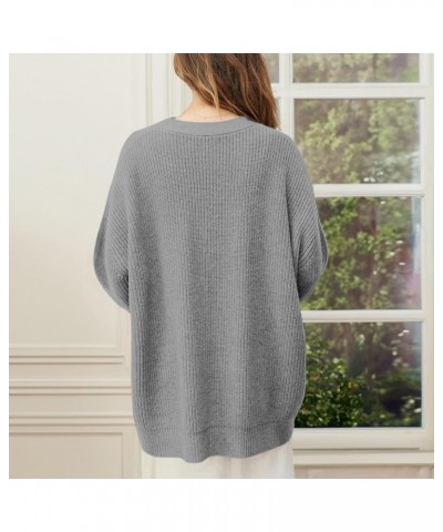 Cashmere Cocoon Cardigan for Women Open Front Oversized Button Lightweight Sweaters Fall Knit Chunky Cardigans Gray $14.99 Sw...