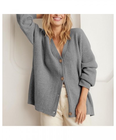 Cashmere Cocoon Cardigan for Women Open Front Oversized Button Lightweight Sweaters Fall Knit Chunky Cardigans Gray $14.99 Sw...