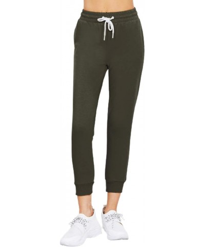 Women's Active Yoga French Terry Sweatpants Workout Joggers Pants Olive $10.25 Activewear