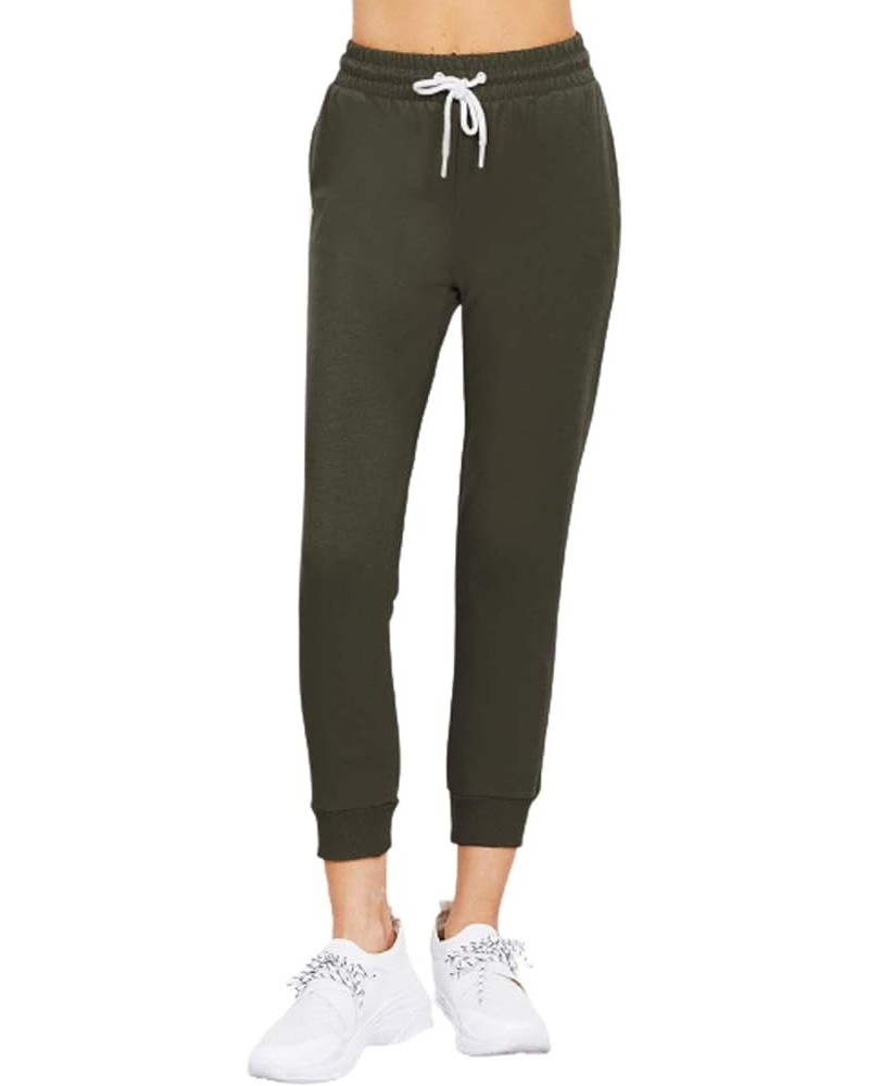 Women's Active Yoga French Terry Sweatpants Workout Joggers Pants Olive $10.25 Activewear