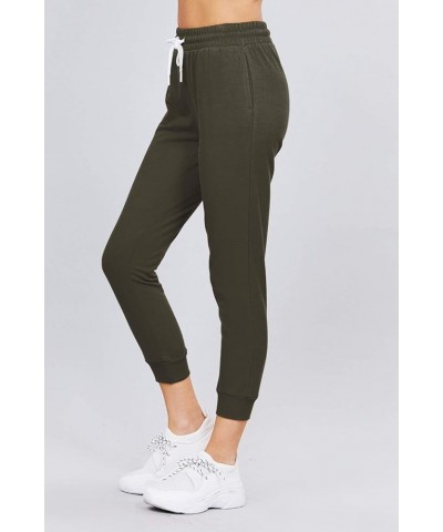 Women's Active Yoga French Terry Sweatpants Workout Joggers Pants Olive $10.25 Activewear