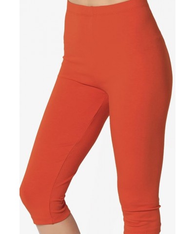 Women's Essential Basic Cotton Spandex Stretch Below Knee Length Capri Leggings Copper $9.17 Leggings