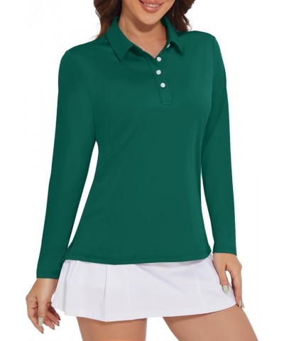 Women's Polo Shirts Long Sleeve Golf T Shirt Quick Dry UPF 50+ Sun Protection Lightweight Athletic Tennis Shirts Emerald Gree...