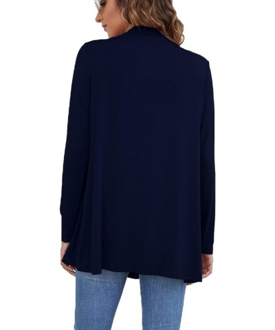 Women's Lightweight Open Front Cardigans Long Sleeve Casual Soft Drape Fall Cardigan Navy Blue $16.00 Sweaters