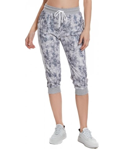 Capri Sweatpants for Women Casual Capri Pants Capri Joggers Sports Pants Cropped Joggers with Pockets Tie Dye Grey Waffle $16...