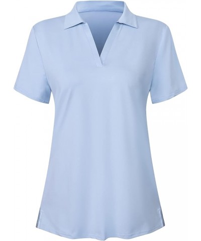 Women's Short Sleeve Golf Polo Shirts Tennis Shirts Sport T-Shirts Workout Tops Blue $9.60 Activewear