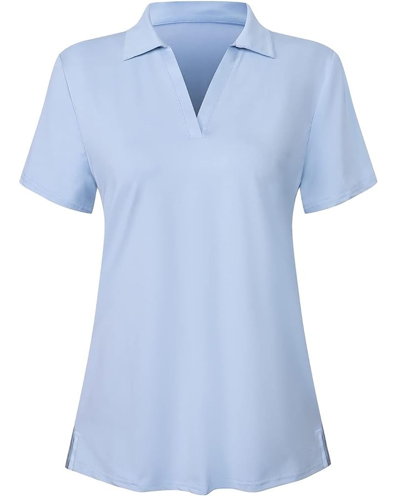 Women's Short Sleeve Golf Polo Shirts Tennis Shirts Sport T-Shirts Workout Tops Blue $9.60 Activewear