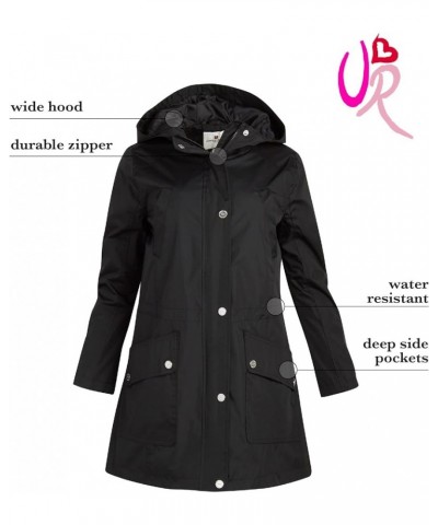 Woman’s Raincoat - Waterproof Windbreaker Trench Coat Rain Jacket (S-XL) Black $13.50 Coats