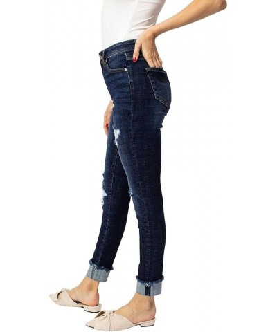 Kancan Women's High Rise Distressed Cuffed Ankle Skinny Jeans - KC7299 Dark Wash $27.06 Jeans