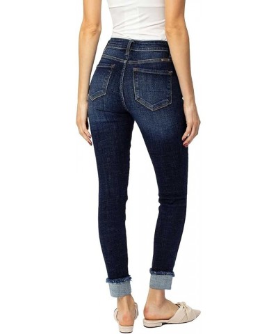 Kancan Women's High Rise Distressed Cuffed Ankle Skinny Jeans - KC7299 Dark Wash $27.06 Jeans