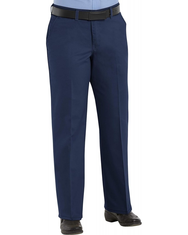 Women's Plain Front Cotton Work Pant, Navy, 14W x 32L $18.08 Pants