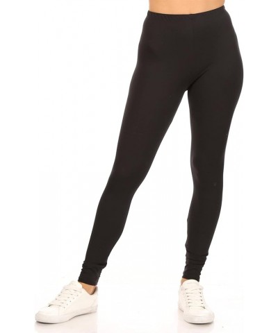 Women's Casual High Waist Full Length Soft Lightweight Leggings 2-Pack Made in USA Hle01251 Black-heather Charcoal $11.59 Leg...