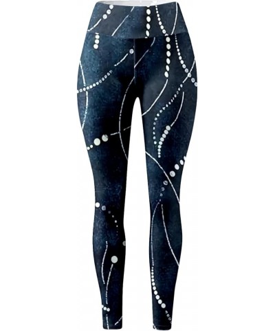 Print Leggings for Women Spring Vintage High Waisted Cotton Tights Patterned Workout Soft Stretchy Holiday Leggings Navy $8.6...