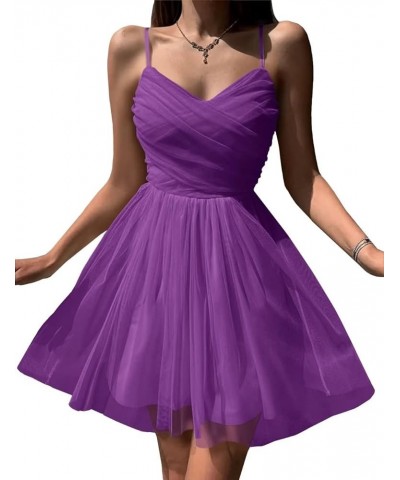 Tulle Homecoming Dresses for Teens 2023 Short Mini Party Dress Spaghetti Straps Sleeveless Cocktail Gowns. Purple $28.59 Dresses