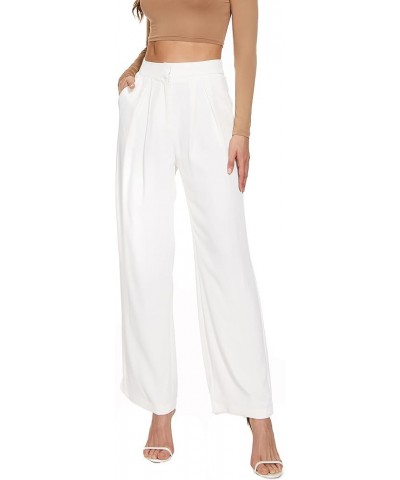 Flowy Trousers Office Wide Leg Pants for Work Business Casual High Waisted Dress Pants White 007 $10.66 Pants