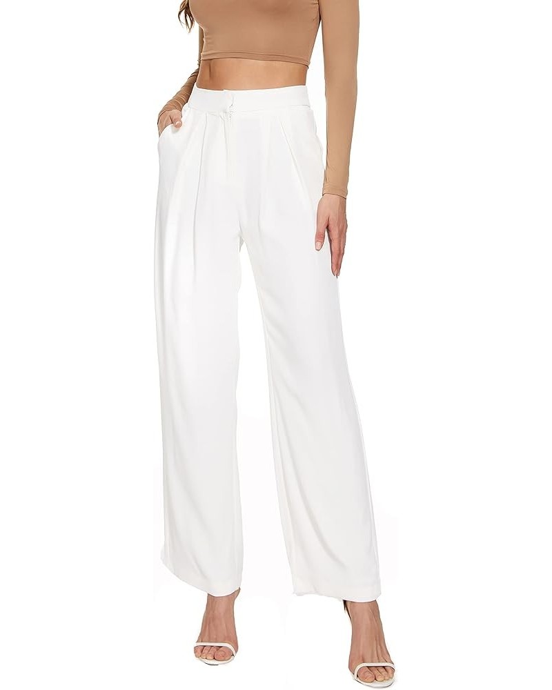 Flowy Trousers Office Wide Leg Pants for Work Business Casual High Waisted Dress Pants White 007 $10.66 Pants