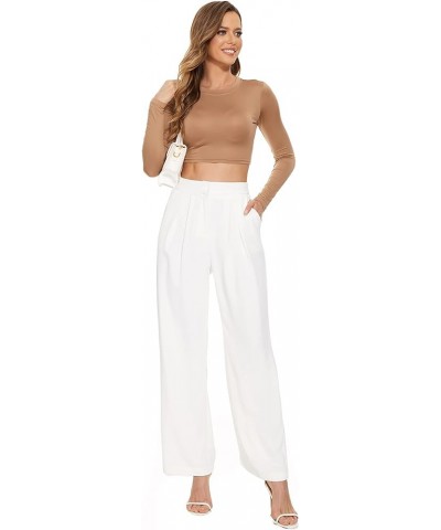 Flowy Trousers Office Wide Leg Pants for Work Business Casual High Waisted Dress Pants White 007 $10.66 Pants