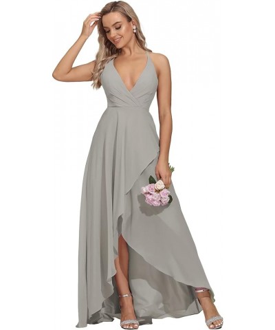 Spaghetti Straps Bridesmaid Dresses for Women Long Formal Evening Dresses High Low Wedding Guest Dresses Silver $29.49 Dresses