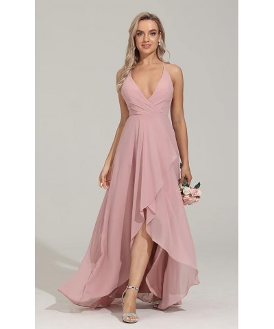 Spaghetti Straps Bridesmaid Dresses for Women Long Formal Evening Dresses High Low Wedding Guest Dresses Silver $29.49 Dresses