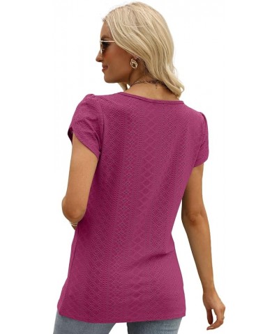 Short Sleeve Shirts for Women Loose Fit Dressy Casual Summer Fashion Tops New-hotpink $7.64 Blouses