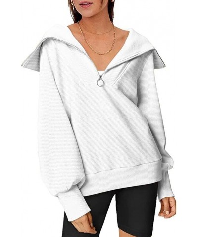 Womens Half Zip Pullover Sweatshirts Oversized Hoodies Long Sleeve Quarter Zip Tops Fashion Y2K Clothes 1-white $22.50 Hoodie...