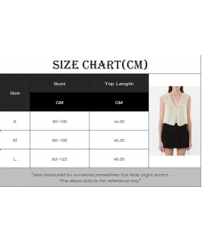 Women Y2k Button Down Crochet Knit Vest Sleeveless Hollow Out Crop Tops Vintage Casual V-Neck Versatile Streetwear Black $7.2...