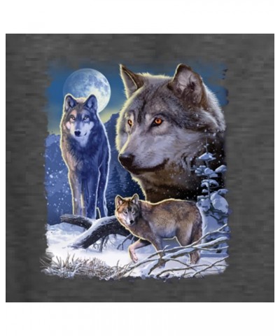 Wolves and The Moon in The Winter Night Animal Lover Unisex Crewneck Graphic Sweatshirt Heather Black $17.32 Hoodies & Sweats...