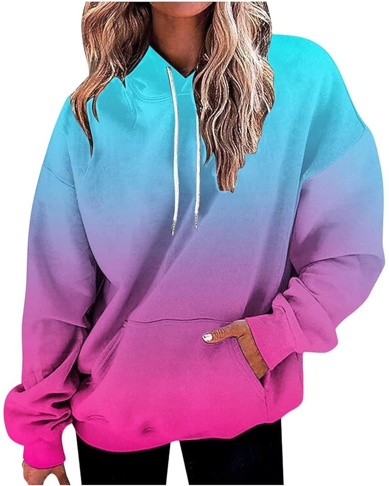 Women's Oversized Long Sleeve Hoodies Gradient Graphic Print Hooded Pullover Casual Trendy Sweatshirts with Pocket 09 Hot Pin...