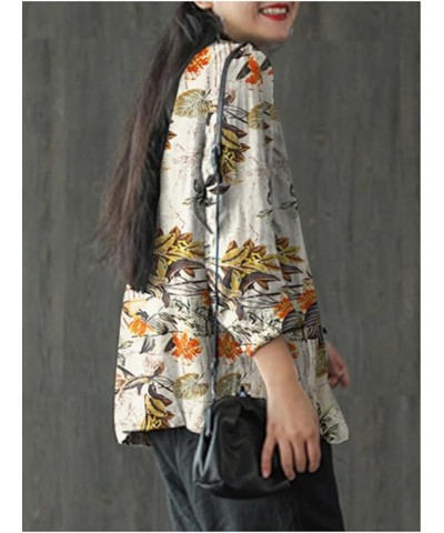 Printed Linen Blazer Jacket for Women Long Sleeve Open Front Suit Business Coat Khaki $14.26 Blazers