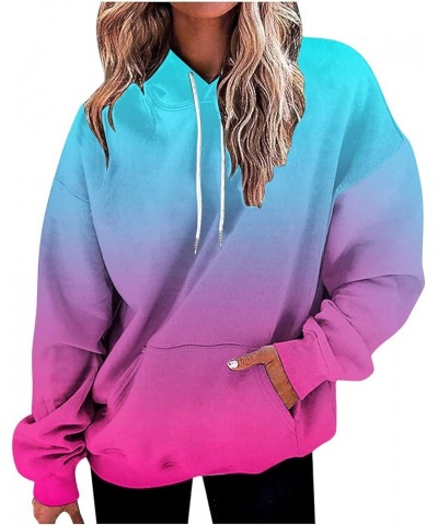 Women's Oversized Long Sleeve Hoodies Gradient Graphic Print Hooded Pullover Casual Trendy Sweatshirts with Pocket 09 Hot Pin...