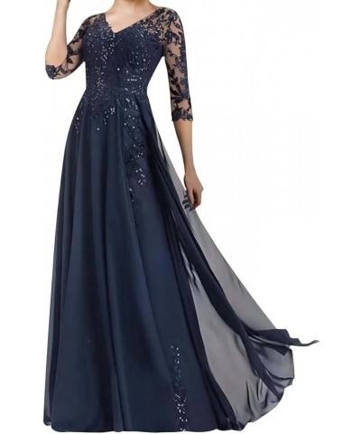 Beaded Appliques Mother of The Bride Dresses with Sleeves Chiffon Long Formal Dresses for Wedding Guest Burgundy $37.50 Dresses